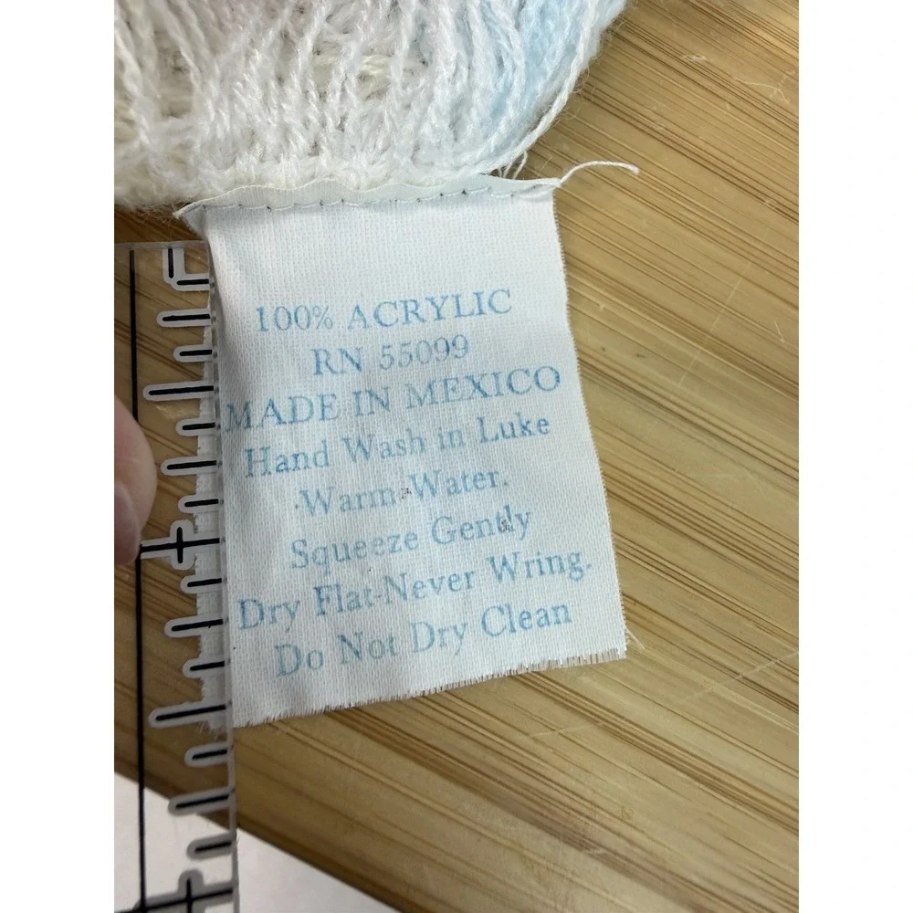 Vintage Waffle Weave Acrylic Baby Blanket Fringe Edge 35